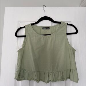SHEIN Light Green Ruffle Crop Top